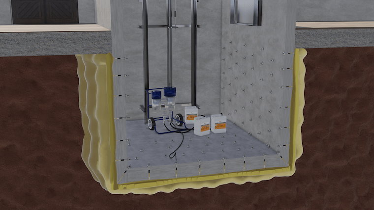 asansör kuyusu akrilik jel enjeksiyon uygualması