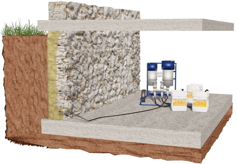 taş duvar akrilik enjeksiyon su yalıtımı